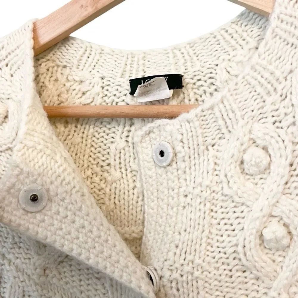 J. Crew Hand Knit Cardigan Sweater with Front Pockets with Gold Accent in Small - Picture 10 of 12